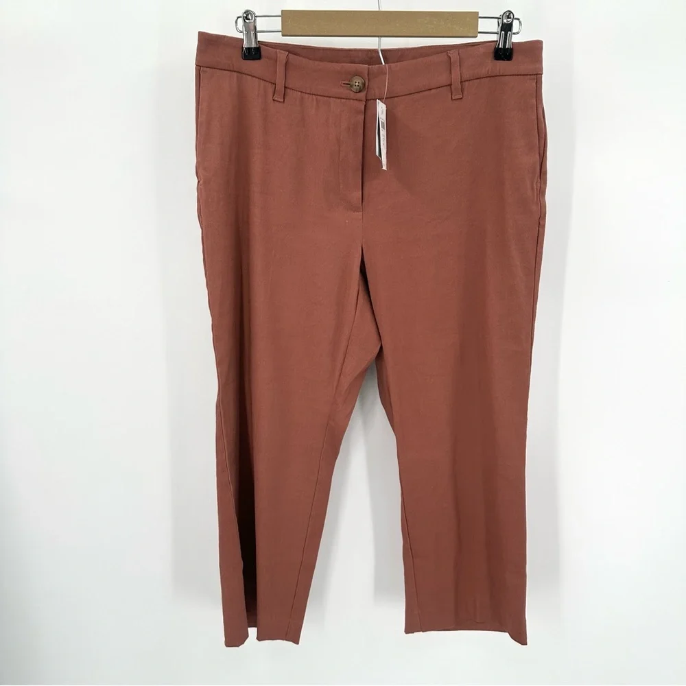 J.Jill Pants Women’s 12P Petite Red Oak Rust Brown Linen Blend Ankle Crop READ